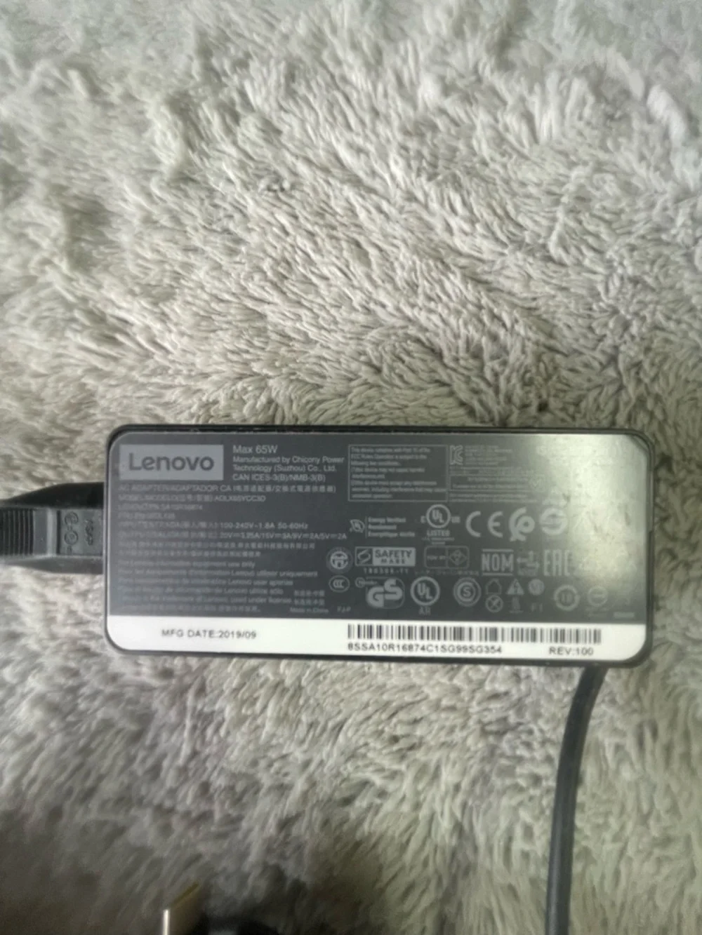 adlx65ycc3d 65W Black Laptop Charger